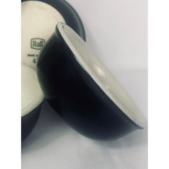 THREE (3) HALL Made in USA 413 Pottery Ramekins Charcoal Grey Black - Picture 4 of 9